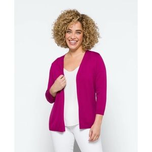 EUC Lety & Me Beecher Fuchsia Pointelle Back Detail Cardigan. Size Medium.